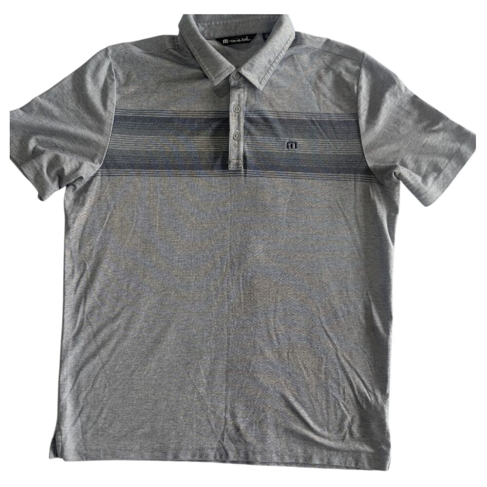 TravisMathew Gray Striped Polo Shirt Men's XL Short Sleeve Golf Casual